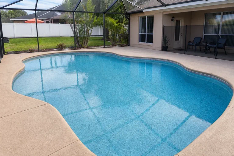 Clean pool after resurfacing with updated finish
